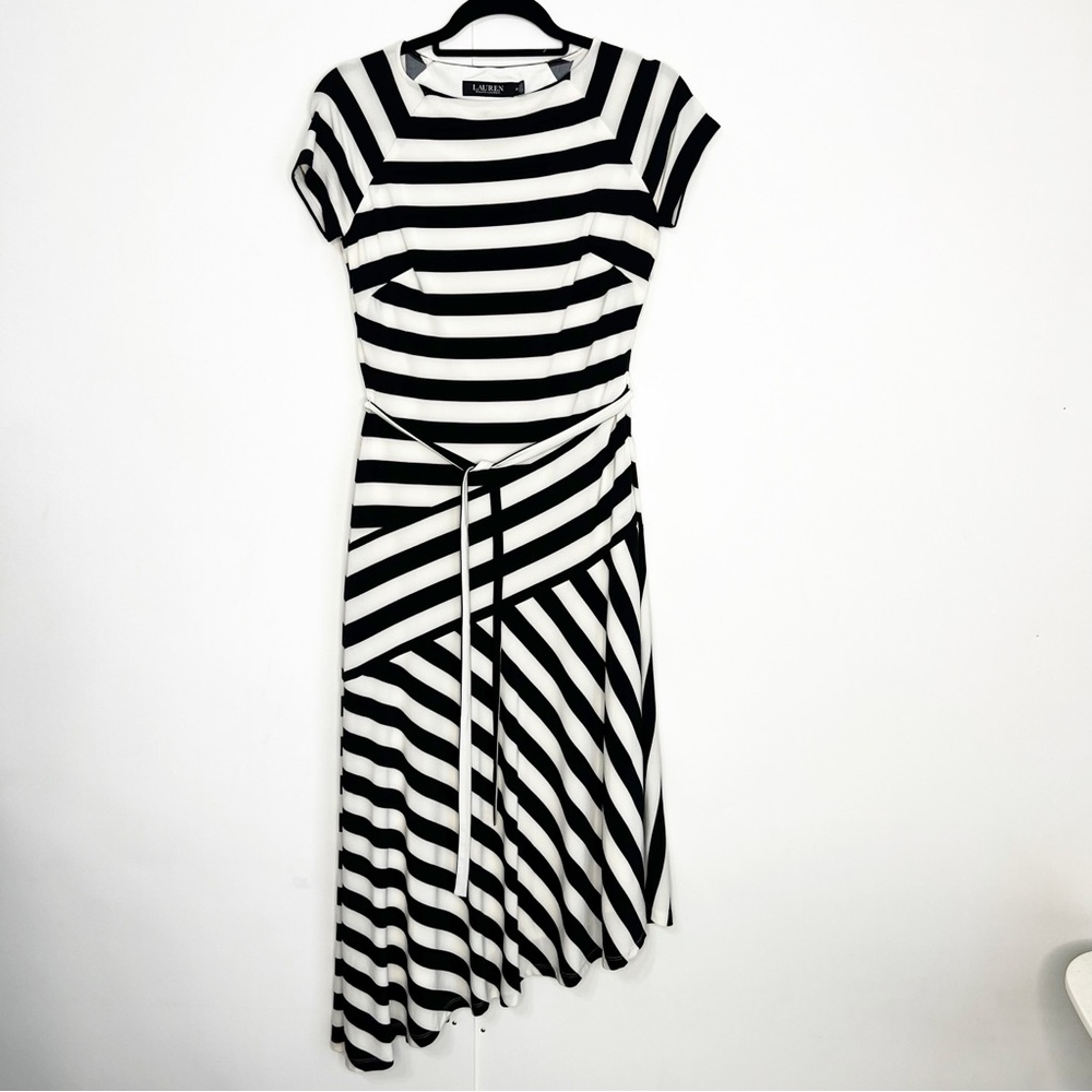 Lauren Ralph Lauren Striped Asymmetrical Dress